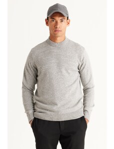 AC&Co / Altınyıldız Classics Men's Gray Standard Fit Normal Cut Half Turtleneck Knitwear Sweater