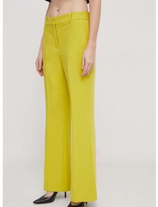 Kalhoty Dkny dámské, žlutá barva, široké, high waist, UK3PX024