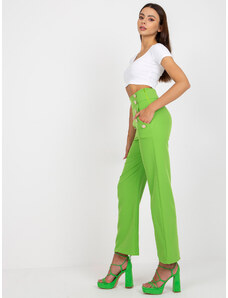 Fashionhunters Světle zelené dámské oblekové kalhoty s kapsami