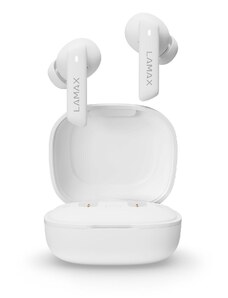 LAMAX Clips1 ANC White True Wireless sluchátka, Hybridní ANC, výdrž 44h