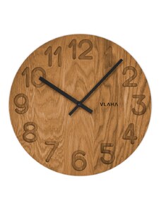 VLAHA Dřevěné hodiny OAK vyrobené v Čechách s černými ručkami ⌀34cm