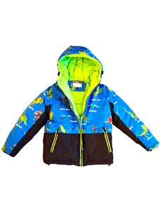 KUGO-Chlapecká zimní bunda DINO modročerná
