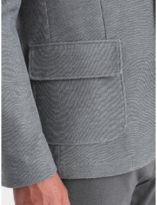 Ombre Men's jacket with elbow patches - light grey