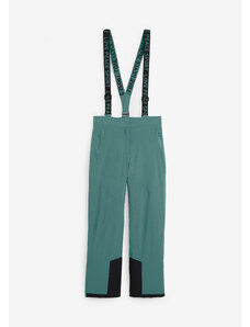 bonprix Funkční termo kalhoty s odnímatelnými šlemi, vodě odolné, Straight Zelená
