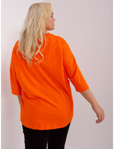 Fashionhunters Oranžová volná halenka plus size velikosti s výstřihem