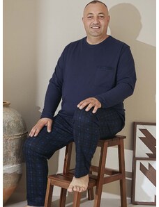 Naspani Modré kárované pyžamo pro plnoštíhlé muže DIONÝSOS 1P1609