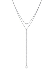 Gaura Pearls Stříbrný náhrdelník se sladkovodní perlou Laurence - stříbro 925/1000