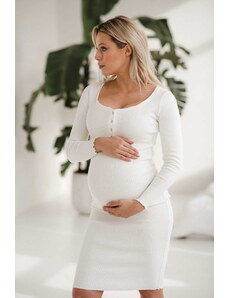 milk & love Těhotenské, kojící šaty Tummy Cream White