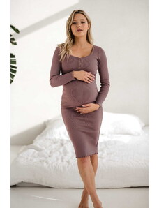 milk & love Těhotenské, kojící šaty Tummy Rose Brown