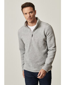 AC&Co / Altınyıldız Classics Men's Gray Anti-pilling Anti-Pilling Standard Fit Stand Up Bato Collar Cold Proof Fleece Sweatshirt