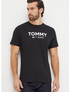 Bavlněné tričko Tommy Jeans černá barva, s potiskem