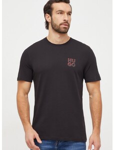 Bavlněné tričko HUGO 2-pack černá barva, s potiskem, 50492550