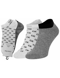 Calvin Klein Sada dvou párů pánských vzorovaných ponožek v šedé a bílé barvě Cal - Pánské