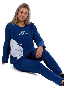 Naspani Modré luxusní hřejivé dámské pyžamo LEDNÍ MEDVÍDEK 1z1631