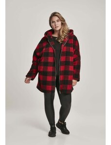 UC Ladies Dámská bunda Sherpa Oversized Check s kapucí vypalovaná/blk