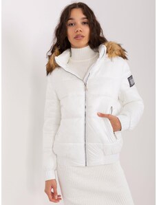 Fashionhunters Bílá zimní bunda s odepínací kapucí