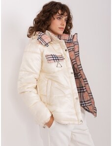 Fashionhunters Světle béžová dámská zimní bunda s kapucí