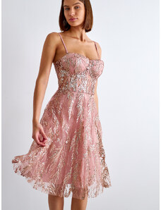 Růžové flitrované šaty Dia