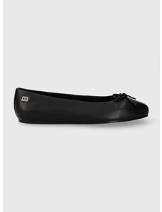 Kožené baleríny Tommy Hilfiger ESSENTIAL LEATHER BALLERINA černá barva, FW0FW07768