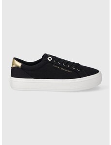 Tenisky Tommy Hilfiger ESSENTIAL VULC CANVAS SNEAKER dámské, tmavomodrá barva, FW0FW07682