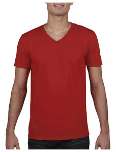 Pánské Softstyle tričko s výstřihem do V - červené