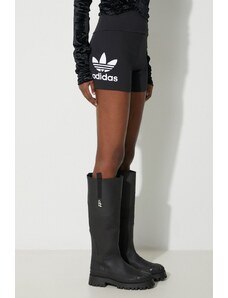 Kraťasy adidas Originals dámské, černá barva, s potiskem, high waist