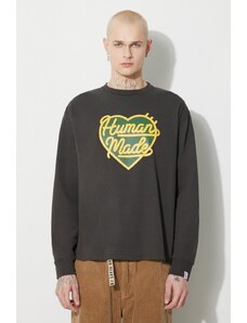 Bavlněné tričko s dlouhým rukávem Human Made Graphic černá barva, s potiskem, HM26CS007