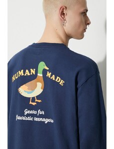 Bavlněné tričko s dlouhým rukávem Human Made Graphic tmavomodrá barva, s potiskem, HM26CS006