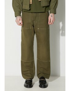 Bavlněné kalhoty Human Made Duck Painter zelená barva, jednoduché, HM26PT012