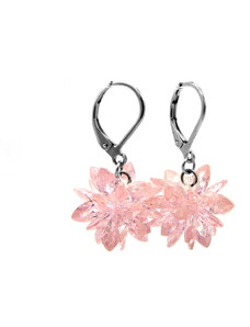 Steel Jewelry Náušnice s růžovými krystalky z chirurgické oceli NS140125