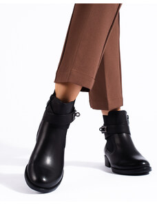 Women's black Shelvt Flat Ankle Boots