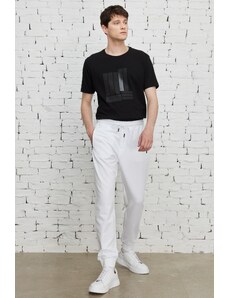 ALTINYILDIZ CLASSICS Men's White Standard Fit Regular Cut Sweatpants.
