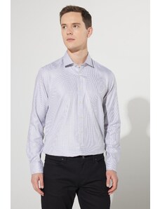 ALTINYILDIZ CLASSICS Men's Gray No Ironing Tailored Slim Fit Slim Fit Classic Collar 100% Cotton Non-Iron Shirt.