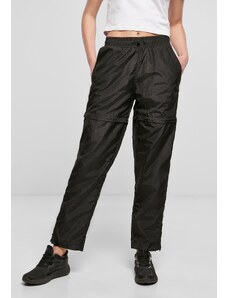 UC Ladies Dámské lesklé crinkle nylonové kalhoty se zipem černé