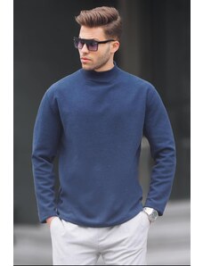 Madmext Indigo Turtleneck Oversize Men's Sweater 6114