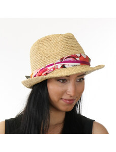 KRUMLOVANKA Letní slaměný klobouk Fedora 19051 natural