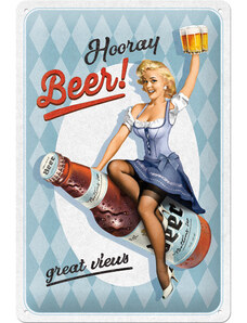 Nostalgic Art Plechová cedule Hooray Beer! 20 x 30 cm