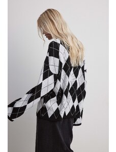 NA-KD Knitted Checkered Sweater