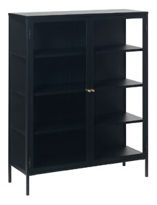 Černá kovová vitrína Unique Furniture Carmel 140 x 110 cm