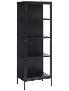 Černá kovová vitrína Unique Furniture Carmel 160 x 58 cm