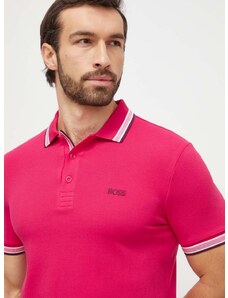Bavlněné polo tričko Boss Green růžová barva