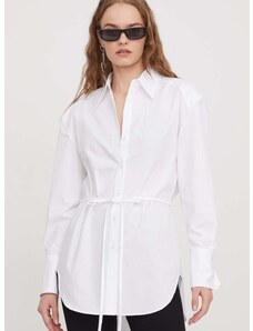 Košile HUGO bílá barva, relaxed, s klasickým límcem, 50513277