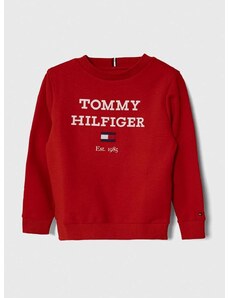 Dětská mikina Tommy Hilfiger červená barva, s potiskem