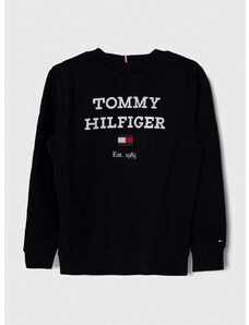 Dětská mikina Tommy Hilfiger tmavomodrá barva, s potiskem