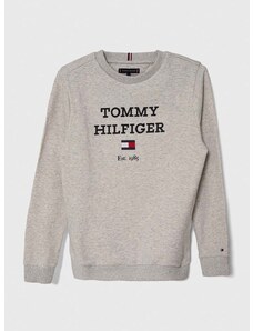 Dětská mikina Tommy Hilfiger šedá barva, s potiskem