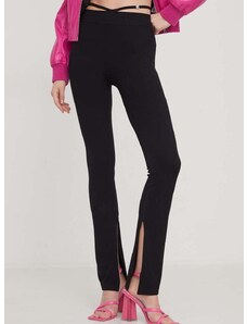 Kalhoty HUGO dámské, černá barva, jednoduché, high waist, 50508709