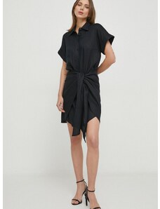 Šaty lněné Lauren Ralph Lauren černá barva, mini, 250926389
