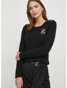 Bavlněný svetr Lauren Ralph Lauren černá barva