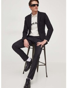 Vlněné kalhoty Karl Lagerfeld černá barva, jednoduché