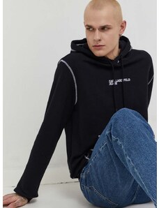 Mikina Karl Lagerfeld Jeans pánská, černá barva, s kapucí, s aplikací